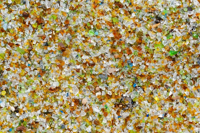 a close up of a pile of glass
